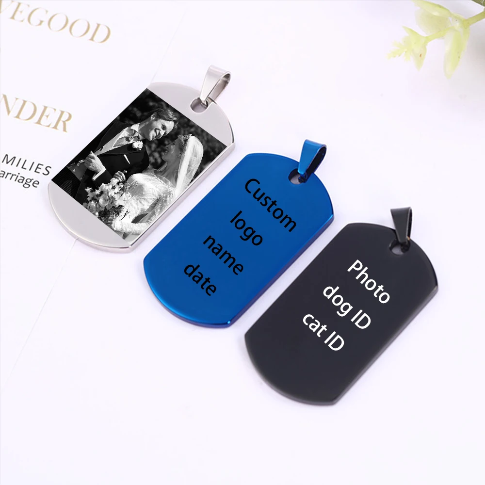 

Custom Pictures Photo Necklace Stainless Steel Engrave Family Name Plate Neck Pendant Dog ID name Tag Man Women Gifts Army Tag