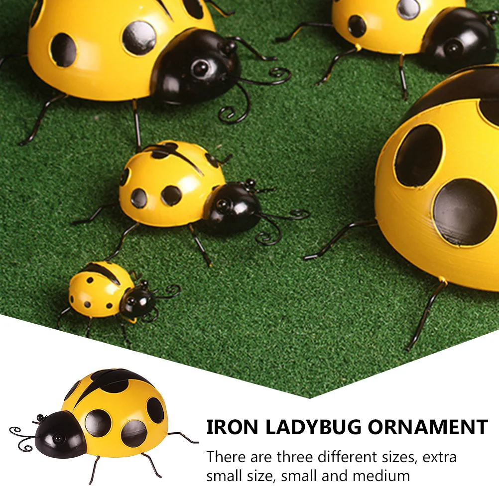 

3Pcs Simulation Ladybug Adornments Iron Art Different Sizes Garden Decor Outdoor Home Decoration Ladybug Decorations