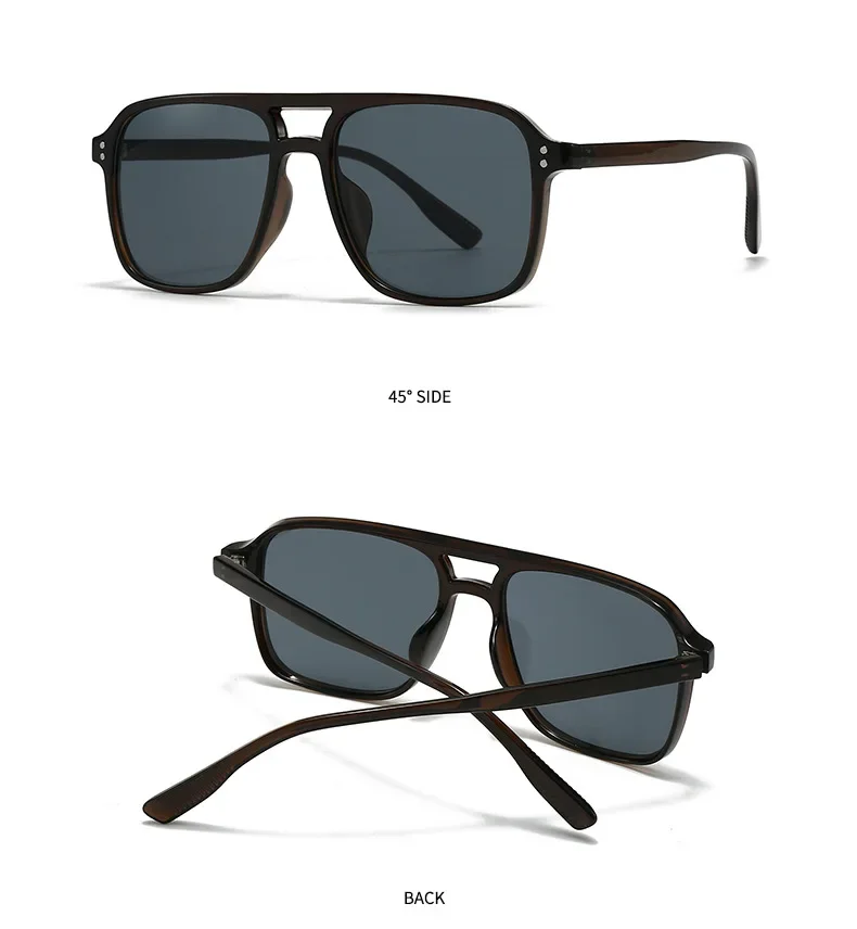SO&EI Mode Doppel Brücken Quadratischen Nieten Frauen Sonnenbrille Retro Männer Gradient Shades UV400 Sonnenbrille – Detail 13