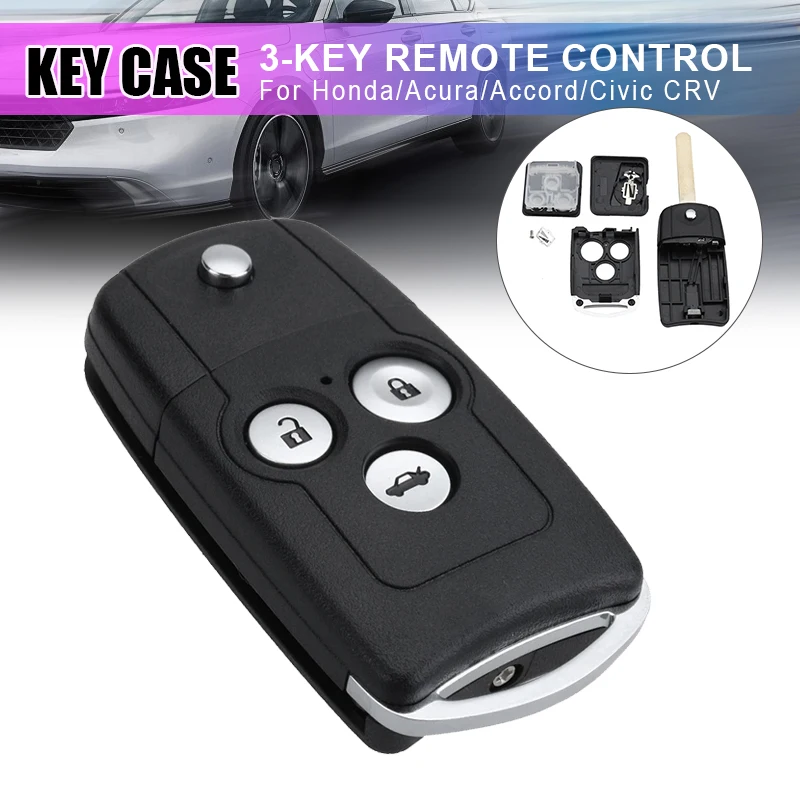 Fob Case Shell Upgrade For Honda For Civic for Accord Jazz CRV Car Key Fob Remote Control 3 Buttons Car Remote Flip Key