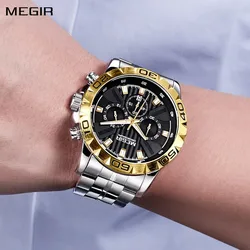 MEGIR Men's Business Watches Top Brand Luxury Quartz Casual Men Watch Date Clock Waterproof Male Wristwatch Chronograph 2087