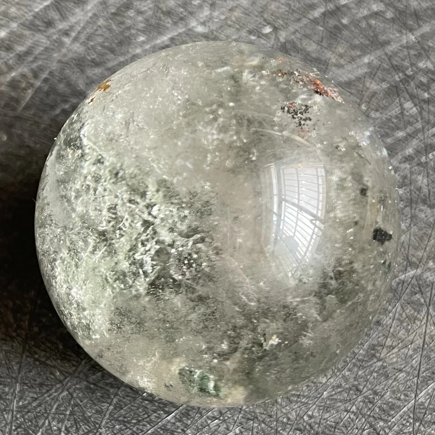 128g Natural Green Phantom Sphere Decoration Polished Quartz Crystal Ball Reiki Healing