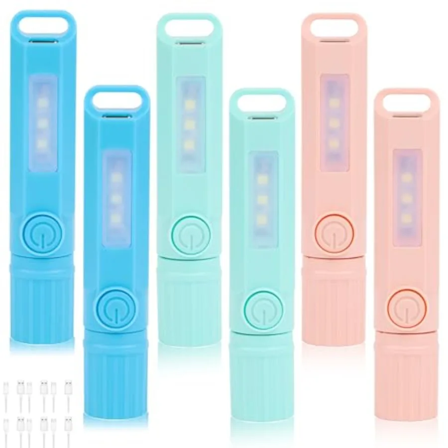 6 Pack Rechargeable Flashlights USB C Mini LED Flashlights, Camping Lantern Combo Flashlight Ultralight Zoomable Flashlight for