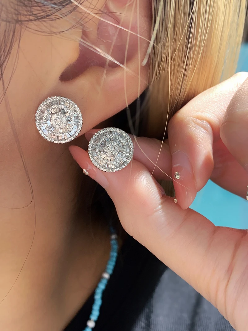 KUGG 100% 18K أقراط الذهب الأبيض الفاخرة شكل دائري 1.10 قيراط أقراط الماس الطبيعي الحقيقي للنساء مجوهرات الحفلات العالية #6