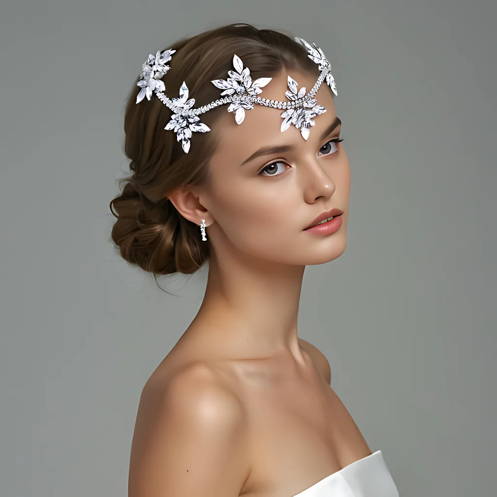 Rhinestone Forehead 1 Piece Bridal Jewelry Wedding Hair Accessories Woman Party Headwear Bride Crystal Flowers Hair Comb HP618