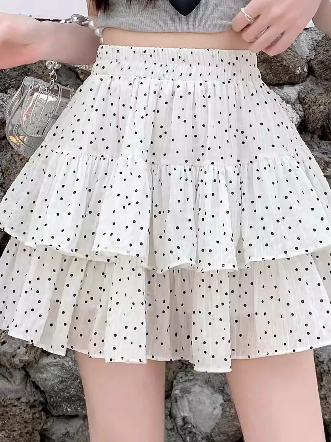 Polka Dot High Waist A-Line  Skirt Women's Spring New Style Cake Skirt Fluffy Skirt Trendy Short Skirt Half Skirt
