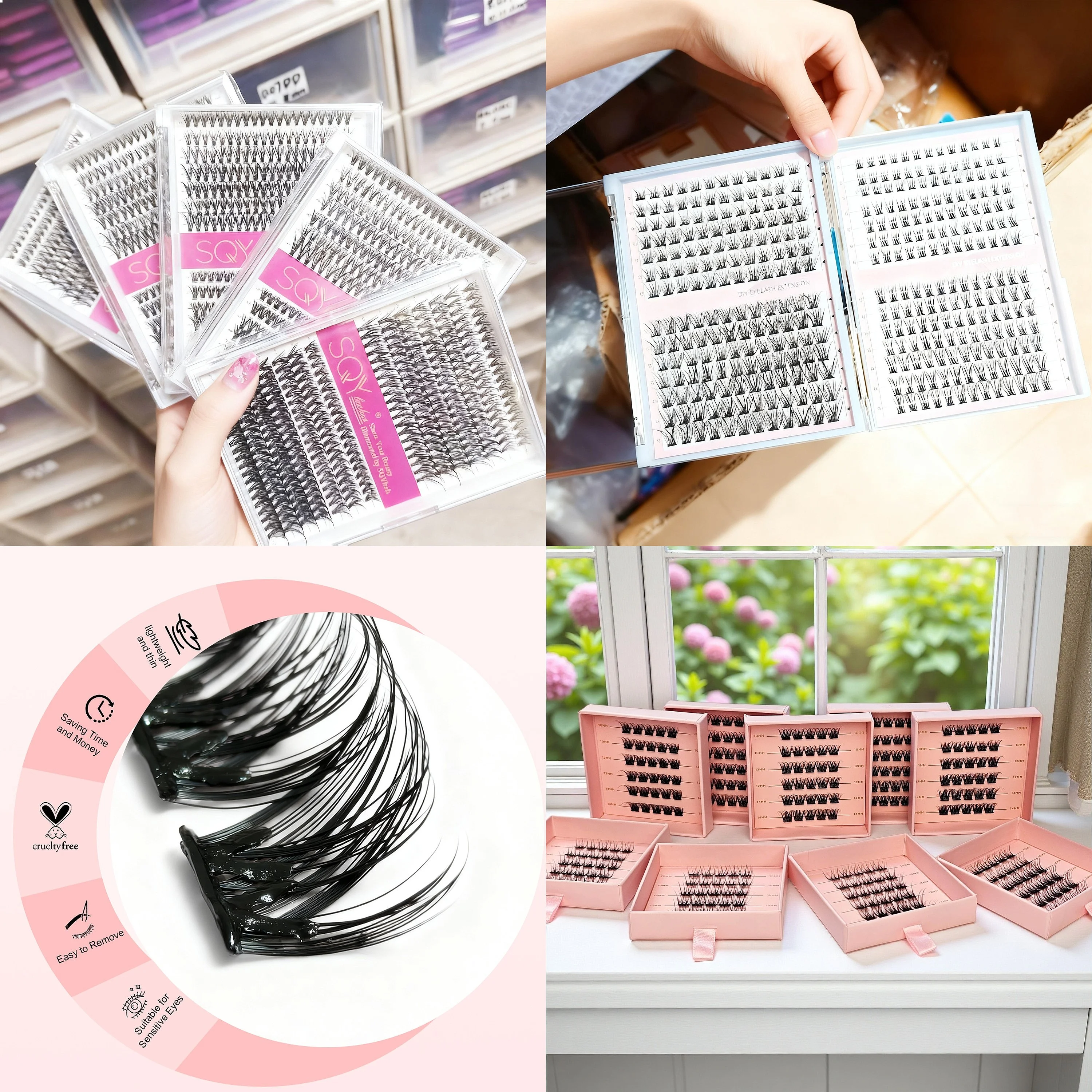 Hand Made DIY Eyelash Extension Glue-Based Individual Lashes Private Label Fashionable Eyelash Cluster Kit Custom Logo