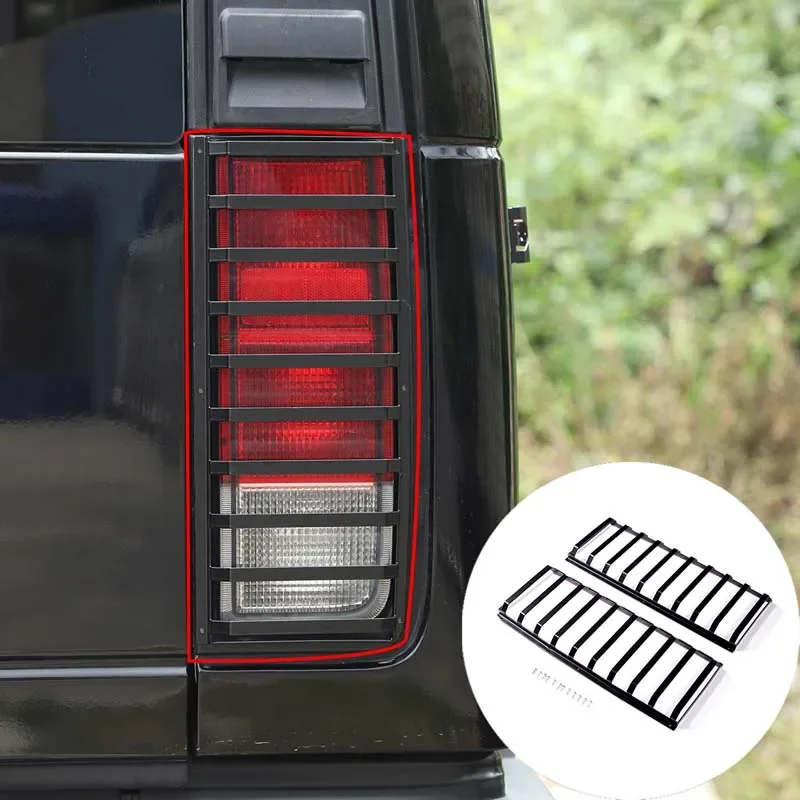 For Hummer H2 2003-2009 Stainless Steel Black Car Rear Light Decorative Protection Cover Lamp Guard Sticker Exterior Accessories