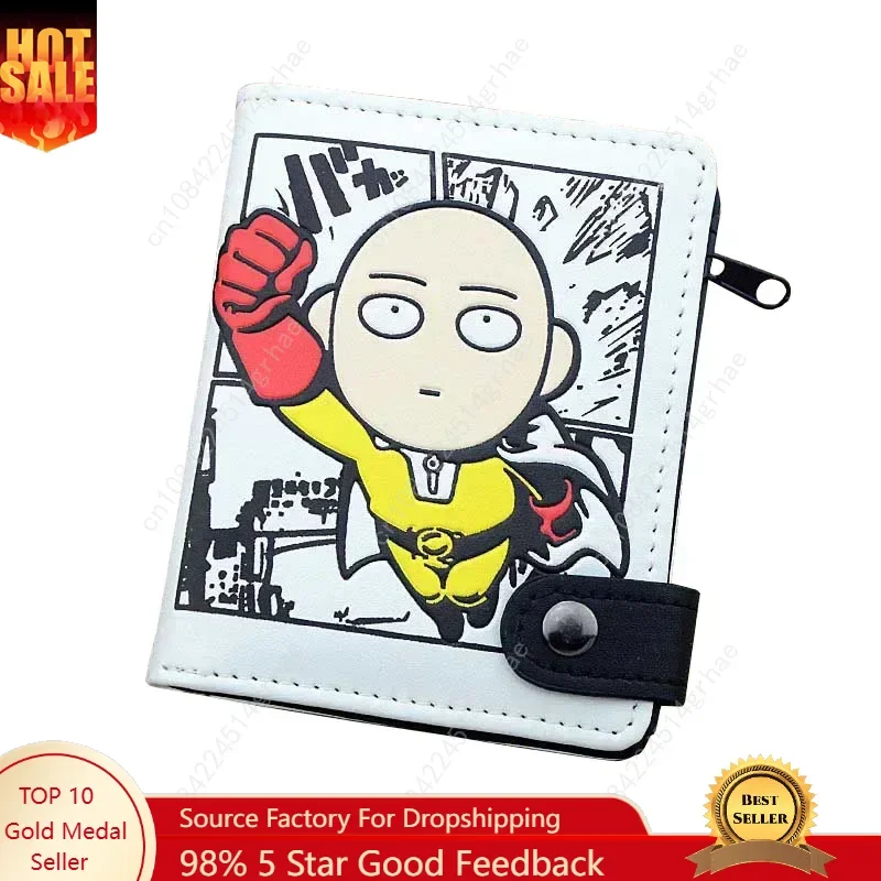

Anime One Punch Man Saitama PU Leather Men's Wallets Card Holders with Interior Zipper Pocket