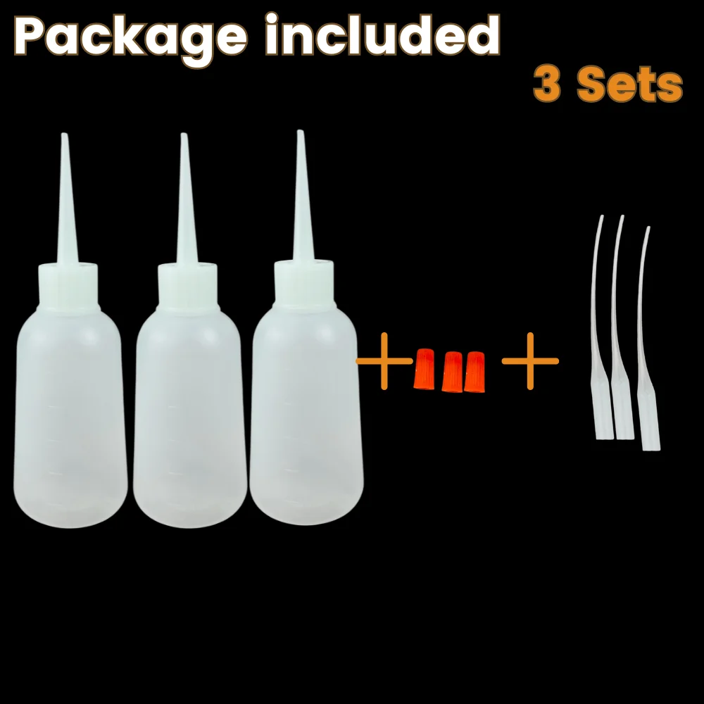 Dispensers Applicator Kit Lege plastic knijpflessen Druppelbuismondstuk en stompe puntnaald Werkt voor vloeibare lijm en inkt - afbeelding 1