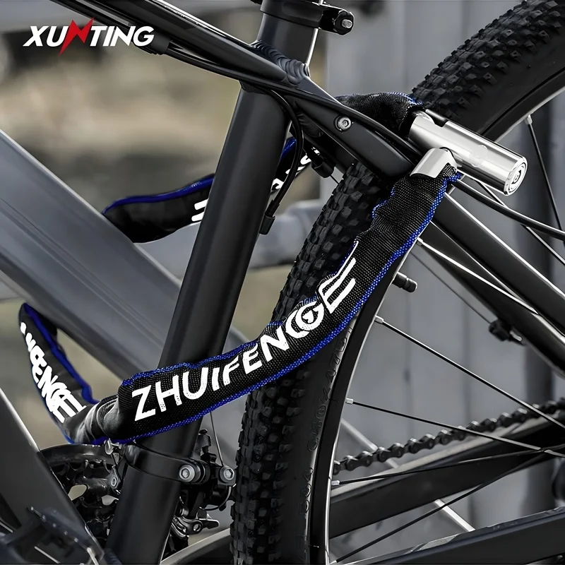 Bike Chain Lock 65cm 250g Ultra Lightweight Portable Anti-Theft Zinc Alloy Fabric Wrapped Bicycle Security Lock MTB Road Cycling