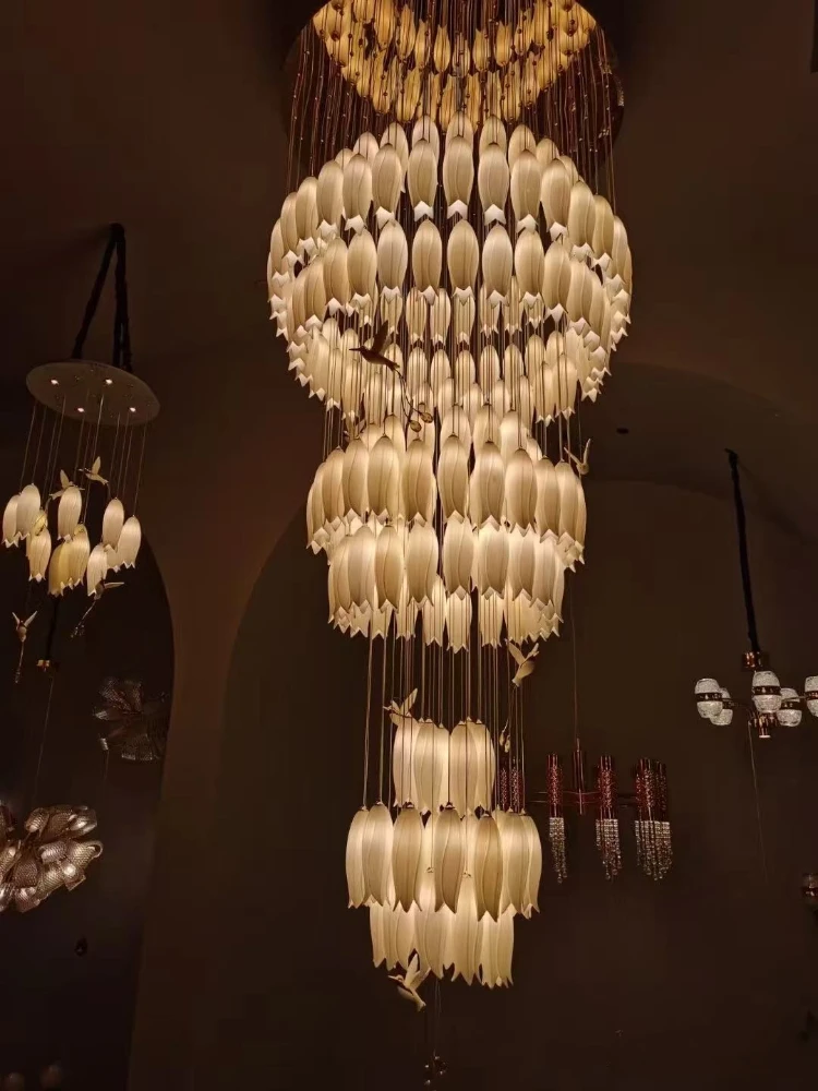 Ceramic Ceiling Chandelier for Living Room - Dimmable Nordic Lamp with Soft Lustre for Modern Interior | Minimalist Luxury Light