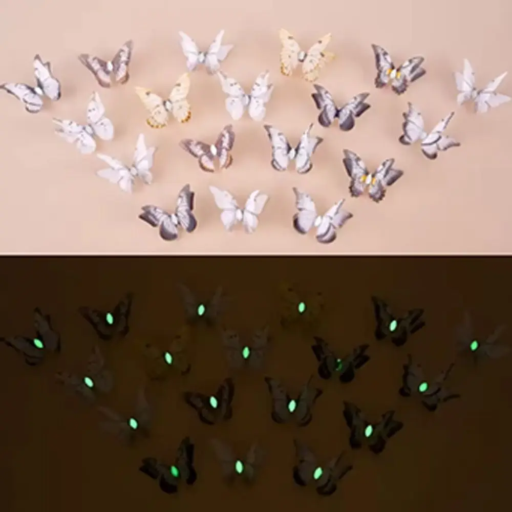 

50Pcs 3D Organza Fabric Butterfly Appliques Rhinestone Double-layer Chiffon Butterfly Embroidered Patches Luminous Translucent
