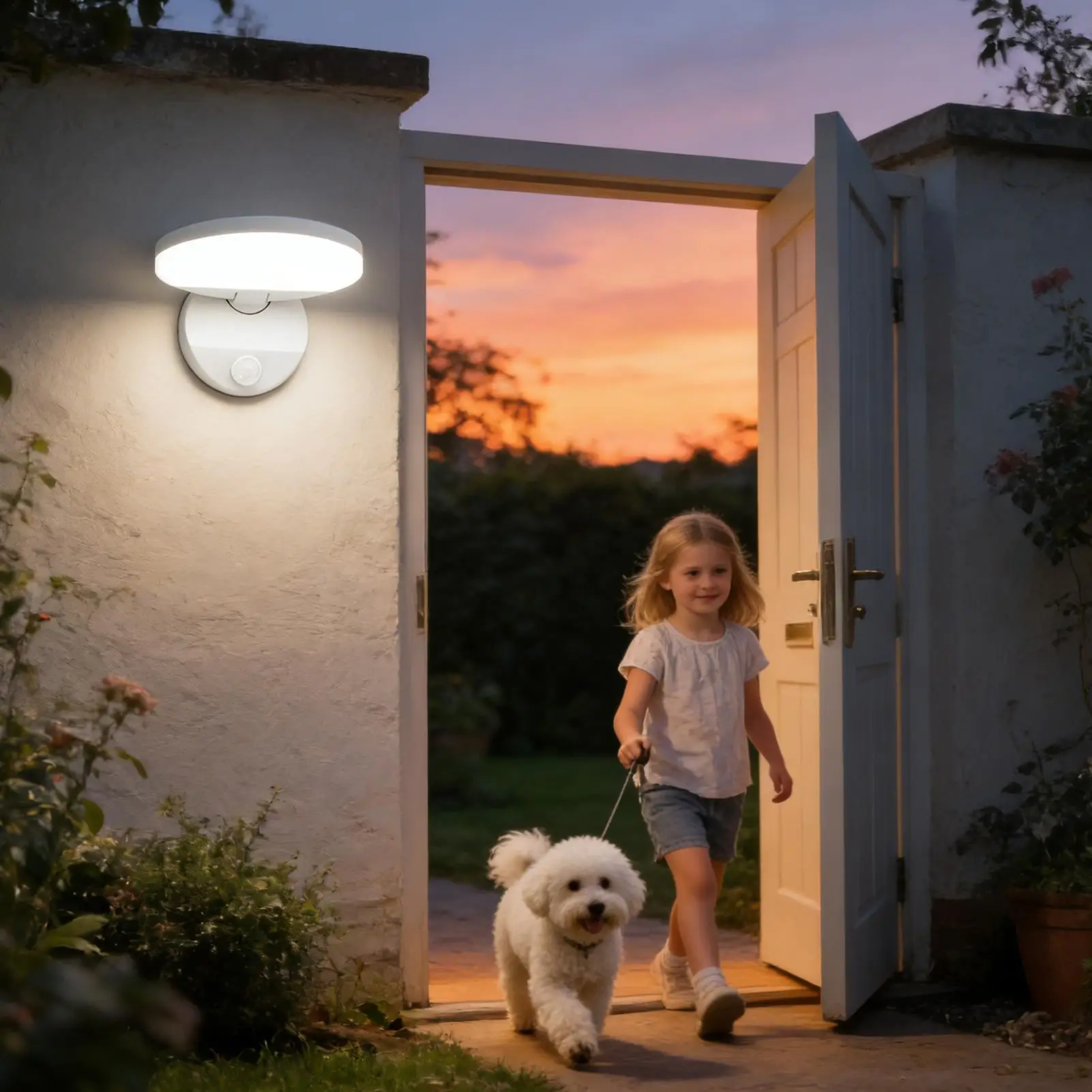 

Настенный светильник-бра современный круглый 18 Вт с датчиком движения для декоративного освещения патио, гаражных ворот, подъездной дорожки, сада