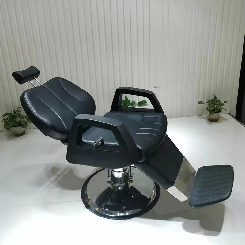 Reclining Brown Mesh Barber Chair, Hydraulic Adjustable Salon Chair with Black Armrest, 360 Swivel Hair Styling Chair for Barber