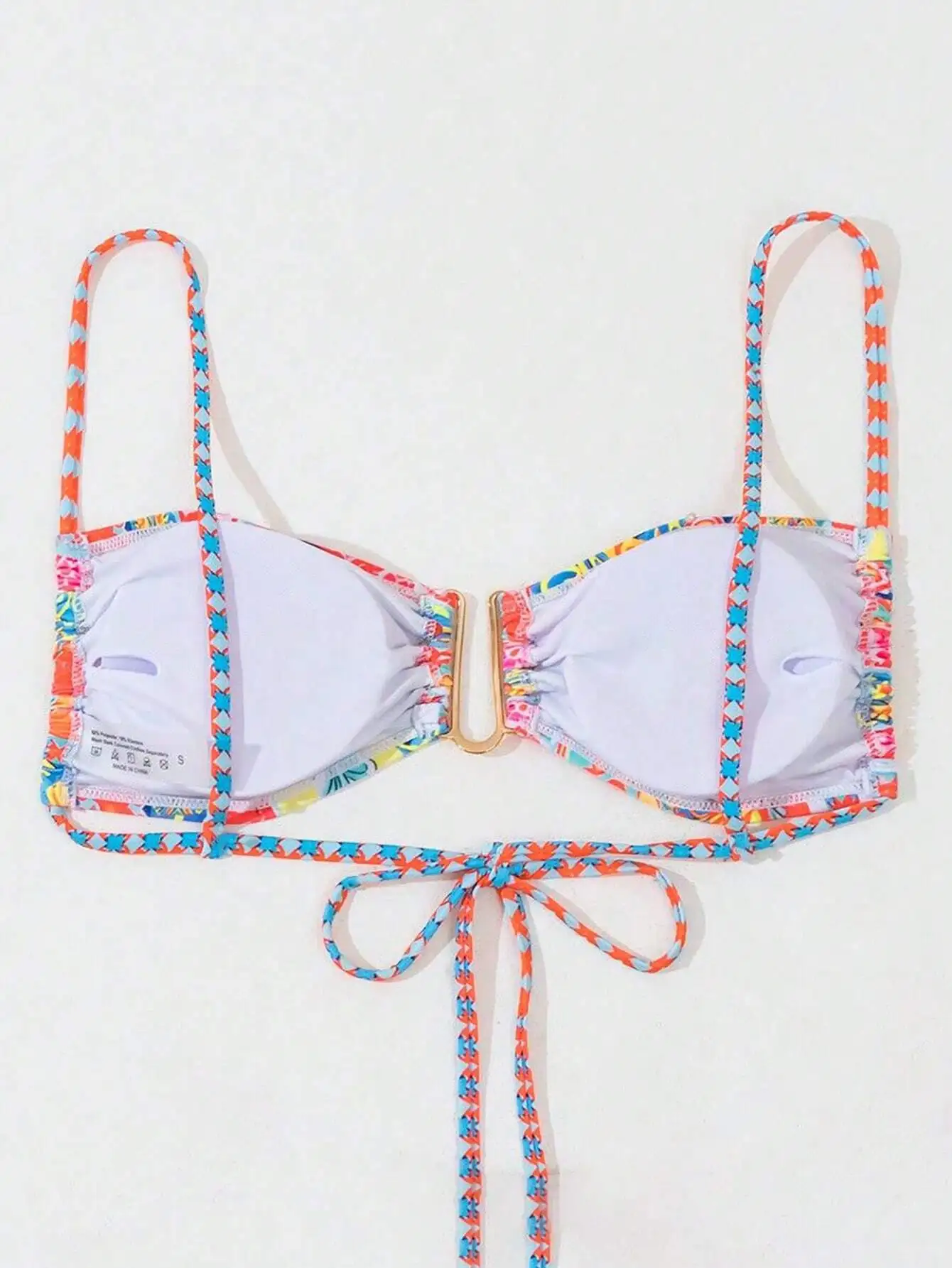 

Женский топ-бикини на тонких бретелях с цветочным принтом для пляжа и плавания