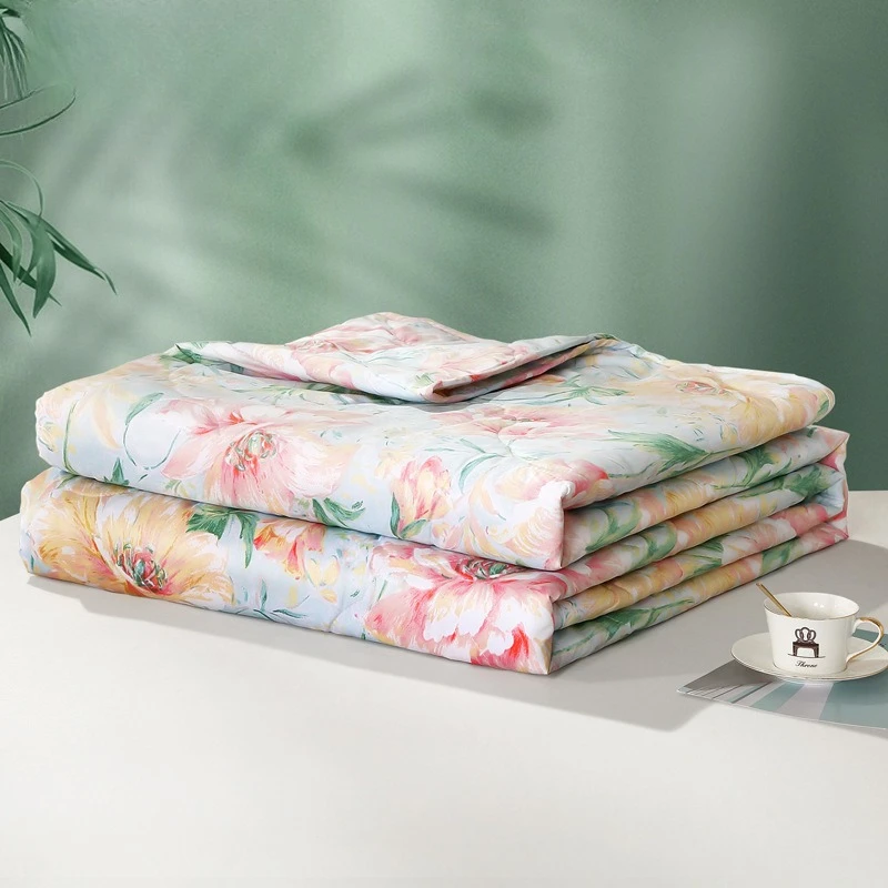 Quilted Antibacterial Air Conditioned Quilt Single Double Size Washable Core Thin Summer Cool Quilt For Home Dorm All Season Use