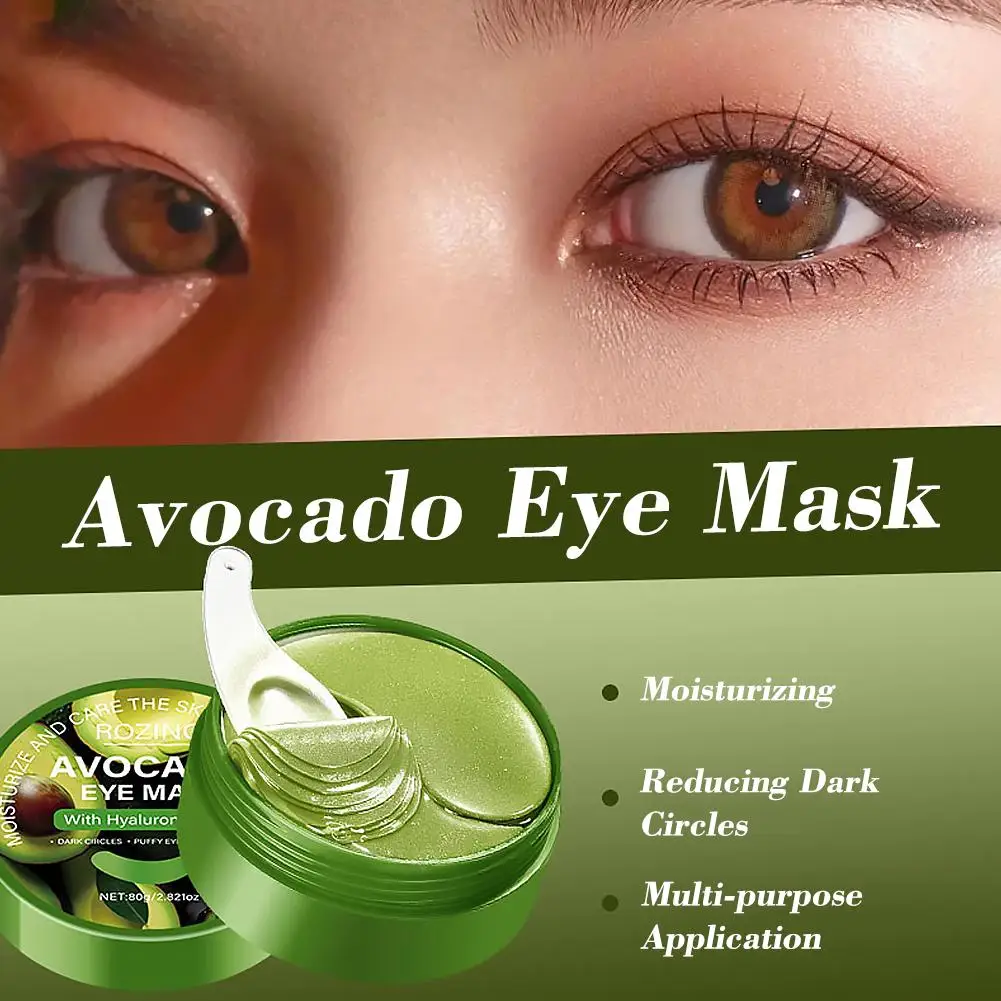 Rich Avocado Eye Mask Hyaluronic Acid Cocoa Butter Blend. Targets Dark Circles Puffy Eyes Wrinkles
