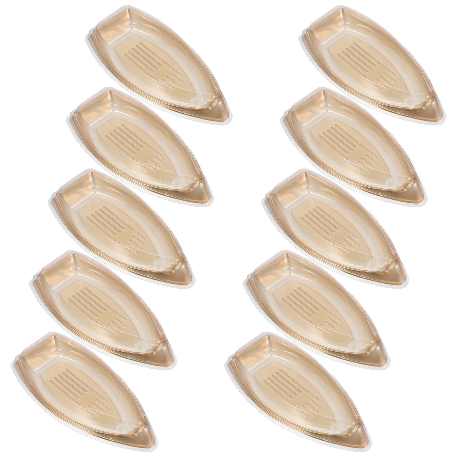 

10Pcs Japanese Sushi Sashimi Packaging Box Boat Shape Plastic Takeout Containers Sushi Carry Out Trays for Catering Events