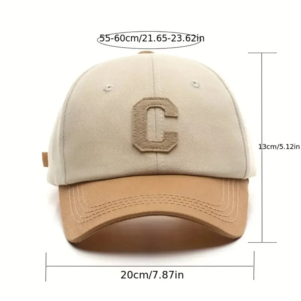 Cotton Baseball Cap for Women and Men Hat Fashion Letter C Patch Hat Summer Sun Visors Caps Color Block Design for Casual Wear