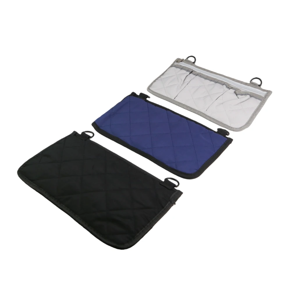 Wheelchair Armrest Storage Bag With Reflective Strip Portable Velcro Polyester Pouch For Wheelchair Stroller Mobility Scooter