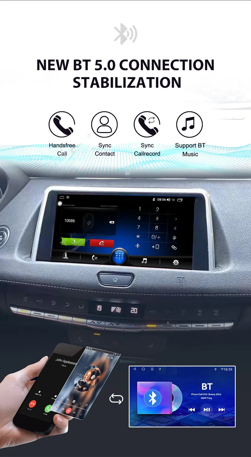 

For Cadillac XT4 2018 - 2023 Android Car Radio 2Din Stereo Receiver Autoradio Multimedia Player GPS Navi Head Unit Screen