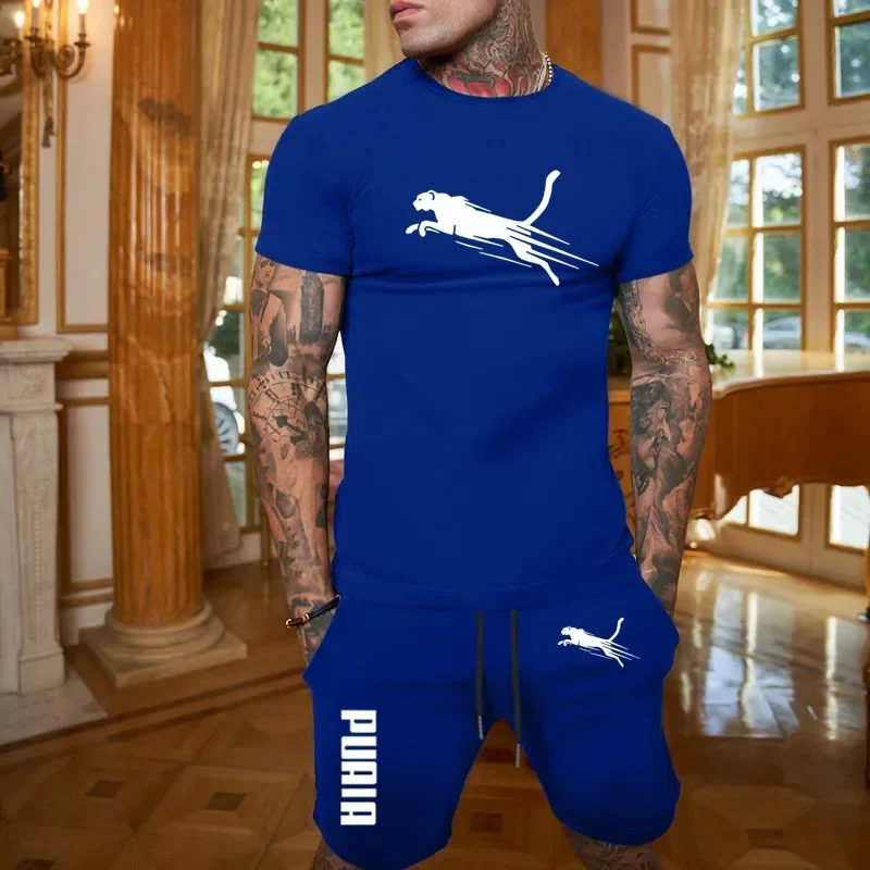 2025 Fashion and Casual Summer Outdoor Sports Set Men's Breathable T-shirt and Shorts Casual Fashion Two-piece Set - Image 6