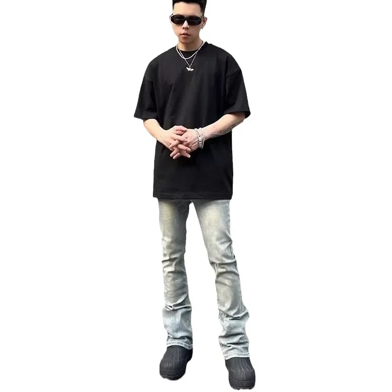 Skinny Jeans Men Gray Summer High Street Pantalones Hombre Simple Slim Trousers Streetwear Vintage Fit Autumn Y2k Denim Pants