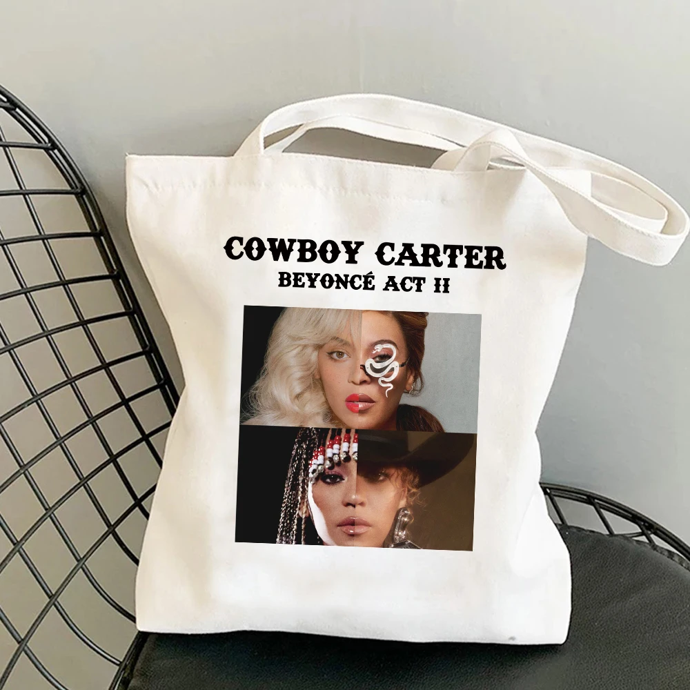 2024 Beyonce Cowboy Carter Album Fashion Women\'s Shopping Bag Summer Large Capacity Casual Canvas Letter Bag