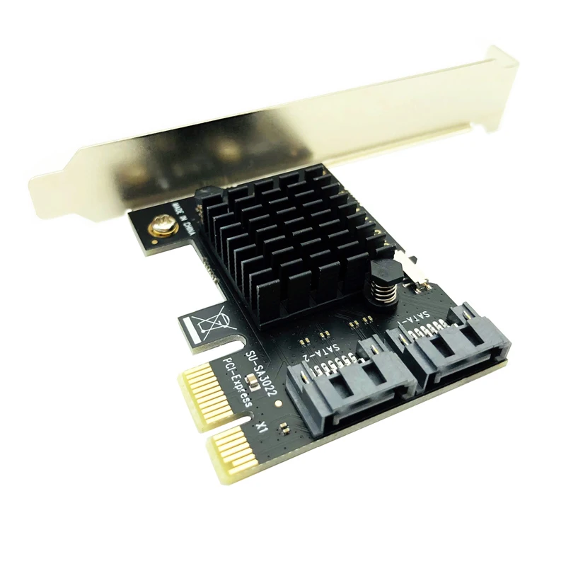 PCIE SATA Card PCI Express X1 to 2 Port SATA3.0 6Gbps Expansion Card with AHCI Boot Switch ASM1061 Chip SATA 3 Controller for PC