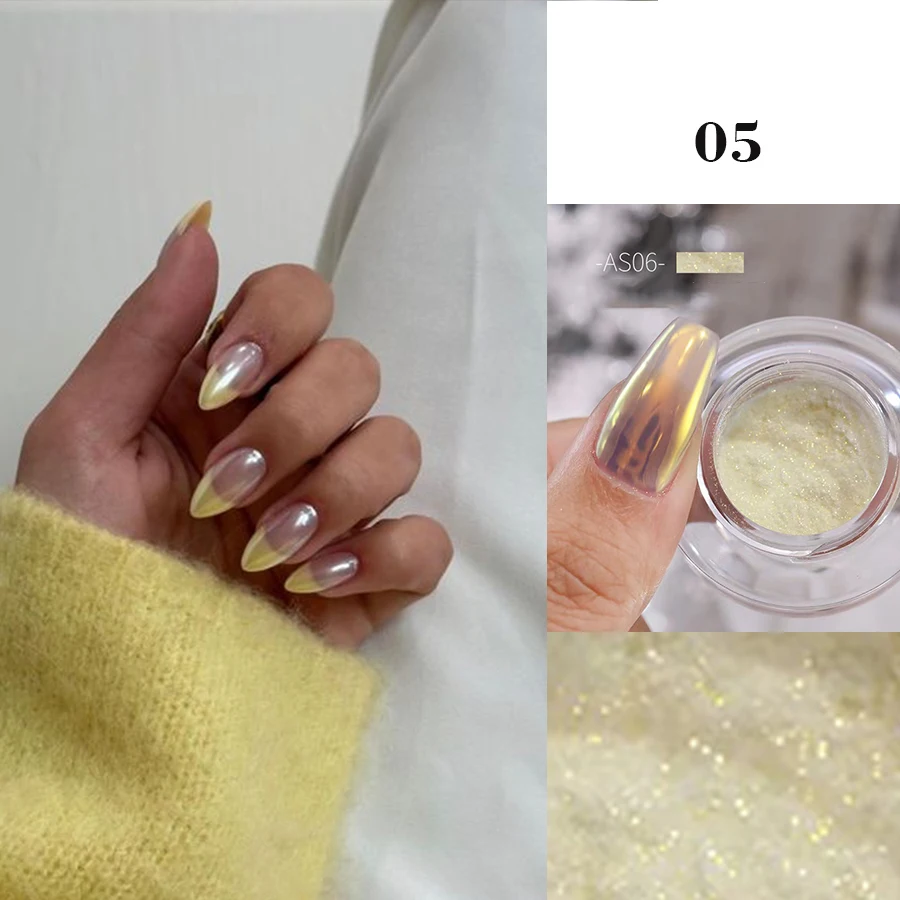 مسحوق أظافر فضي لامع من الشفق القطبي ، مسحوق أظافر ضوء القمر ، طلاء جل ، فرك اللؤلؤ ، إكسسوارات تزيين الأظافر ،