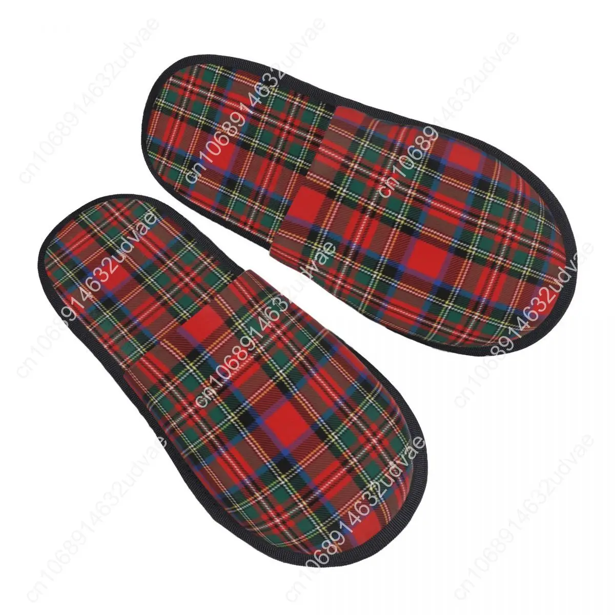 

Custom Classic Popular Tartan Plaid Guest Slippers for Spa Women Geometric Gingham Check Texture House Slipper