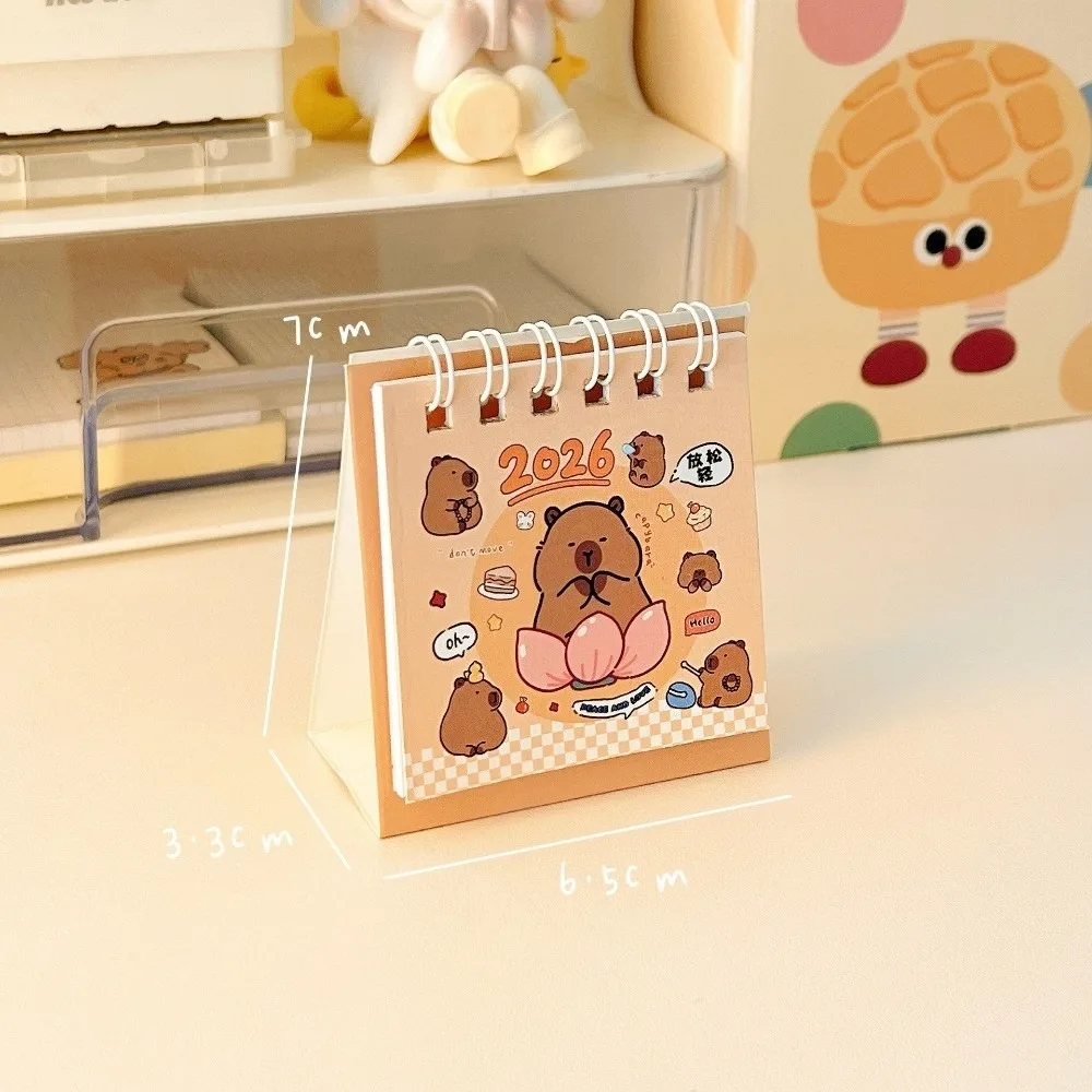 2026 Year Mini Desk Calendar Cartoon Capibara Planner Format Desktop Calendar Daily Planner Desktop Decoration