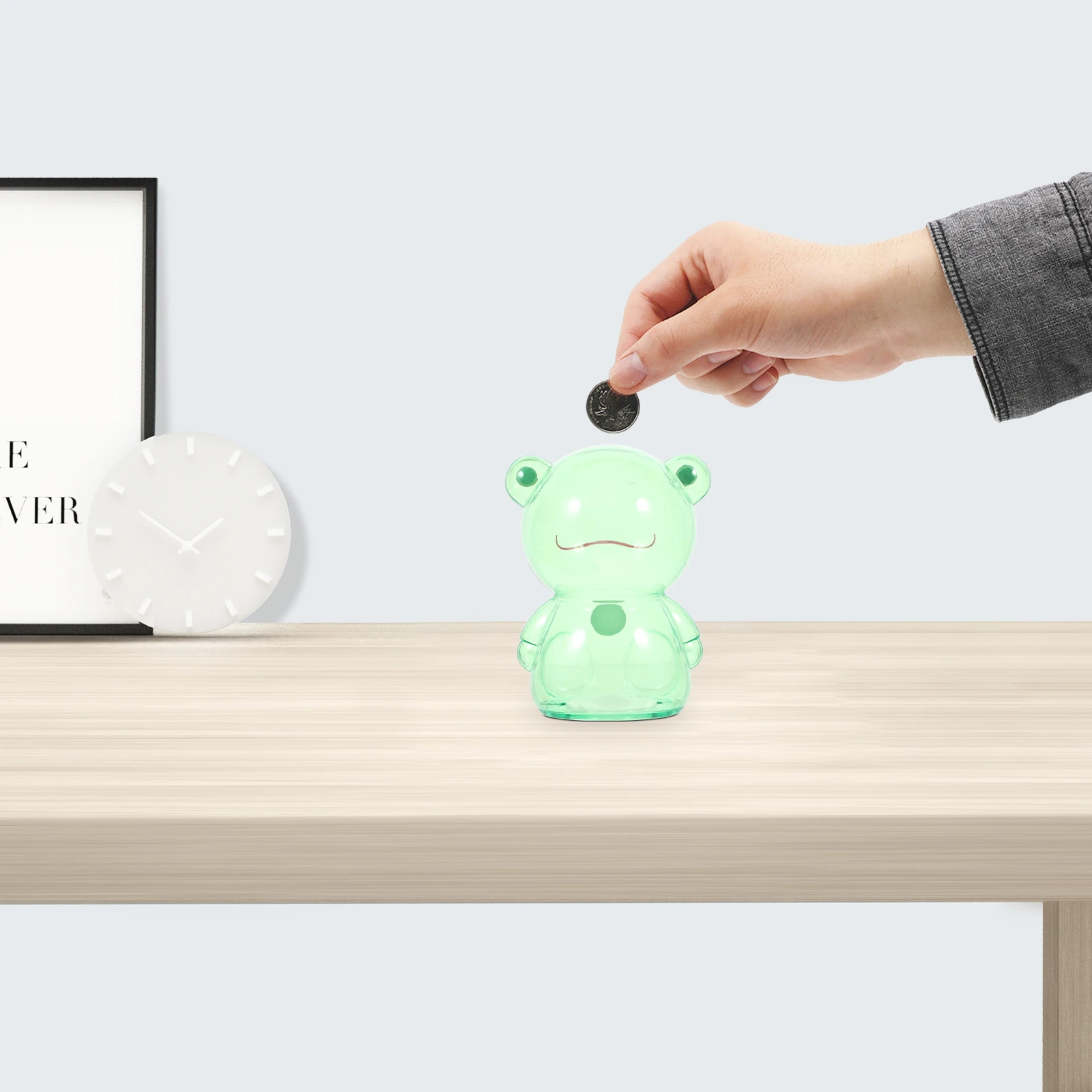 1pc Creative Storage Money Box Creative Coin Storage For Kids Desktop Practical Transparent Coin Container Savings Jar