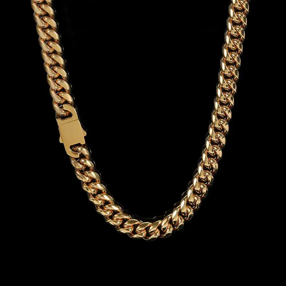 Hip Hop Men\'s 8/10/12/14/16mm Stainless Steel Necklace Miami Cuban Link Chain Fashion Jewelry Free Custom Logo