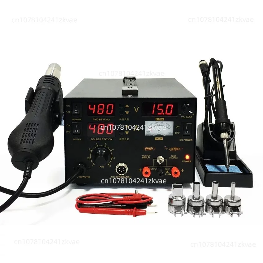 Soldering Iron Hot Air Station+Soldering Iron+DC Power Supply 3in1 Electric Rework Station Adjustable