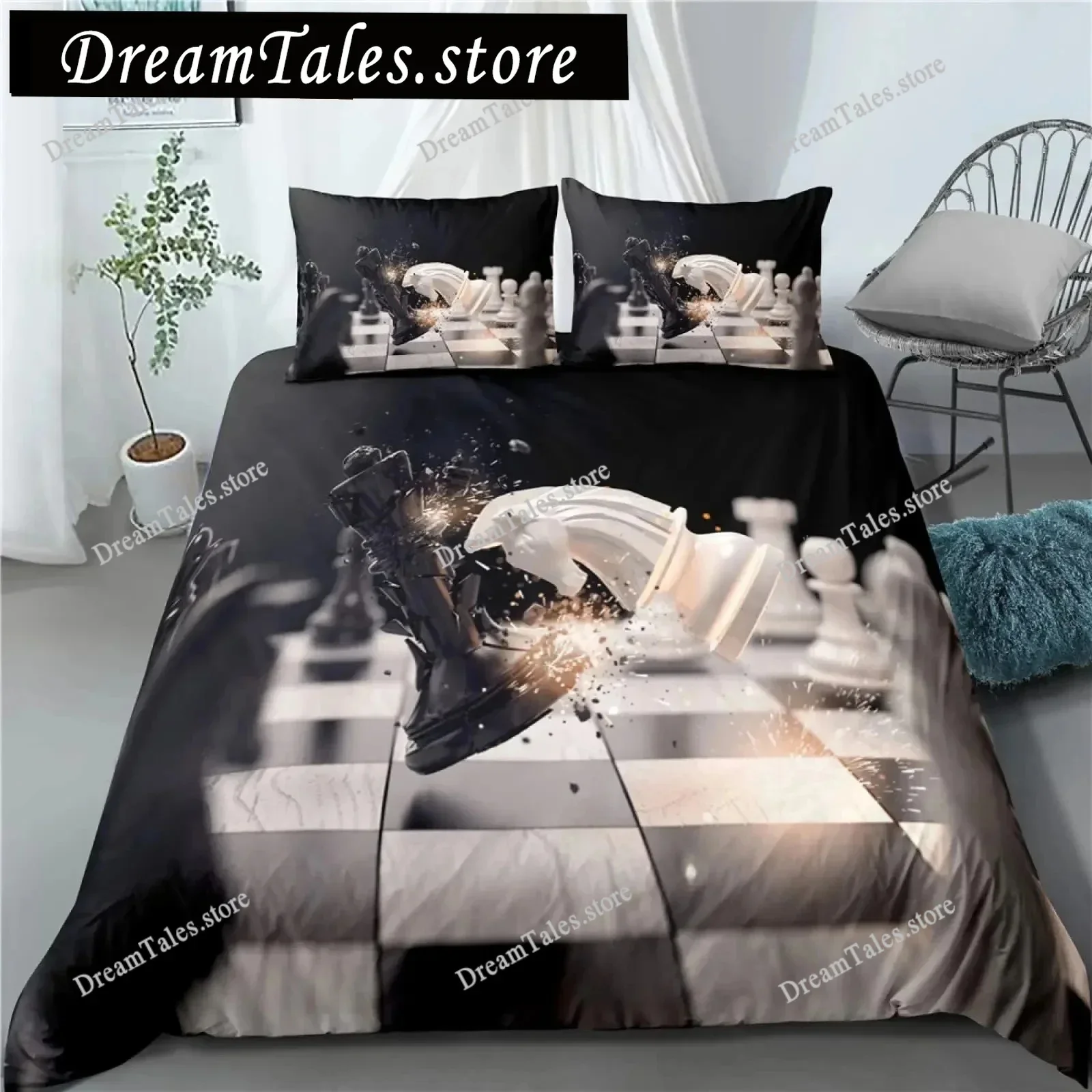 3D Print International Chess Bedding Set Boys Girls Twin Queen King Size Duvet Cover Pillowcase Bed Boys Adult Home Textile
