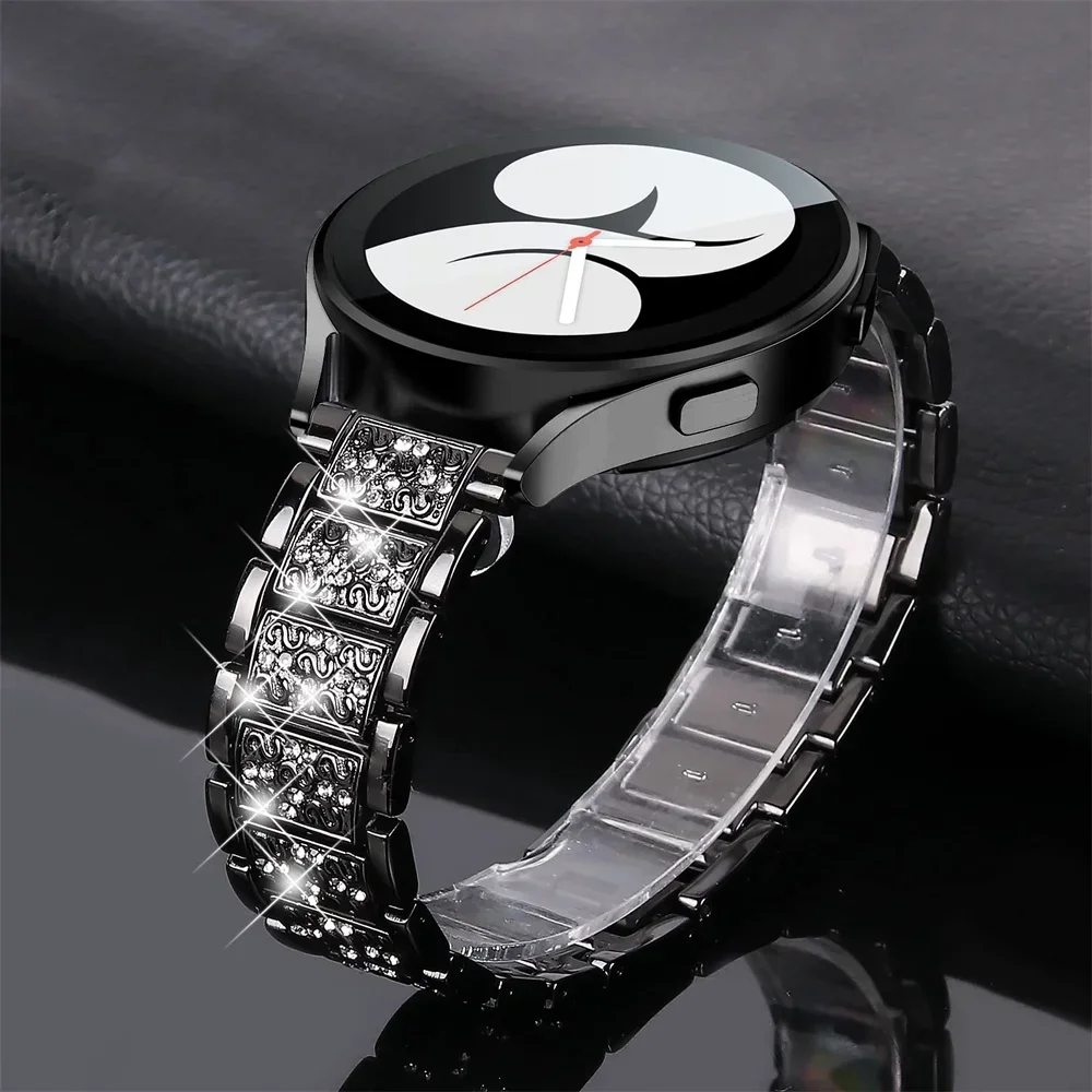 Diamond strap for Samsung Galaxy Watch 7/FE/6/5/4/Classic/5/pro 40mm 44mm Metal 20mm 22mm link Bracelet huawei gt 5/4/3/2 band