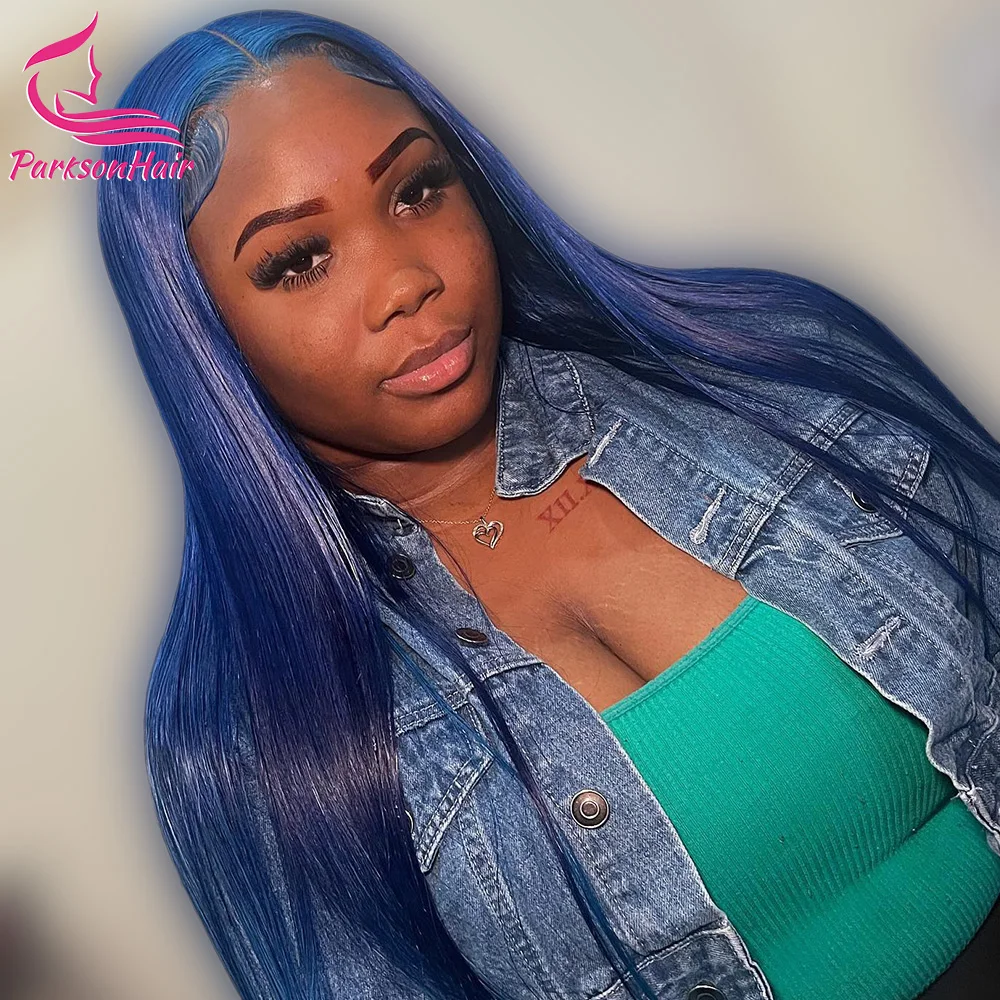 

Blue 13x6 13x4 HD Lace Front Wig Straight 250 Density Remy Human Hair Wig 613 Colored 613 Wigs For Women T Part Lace Wig