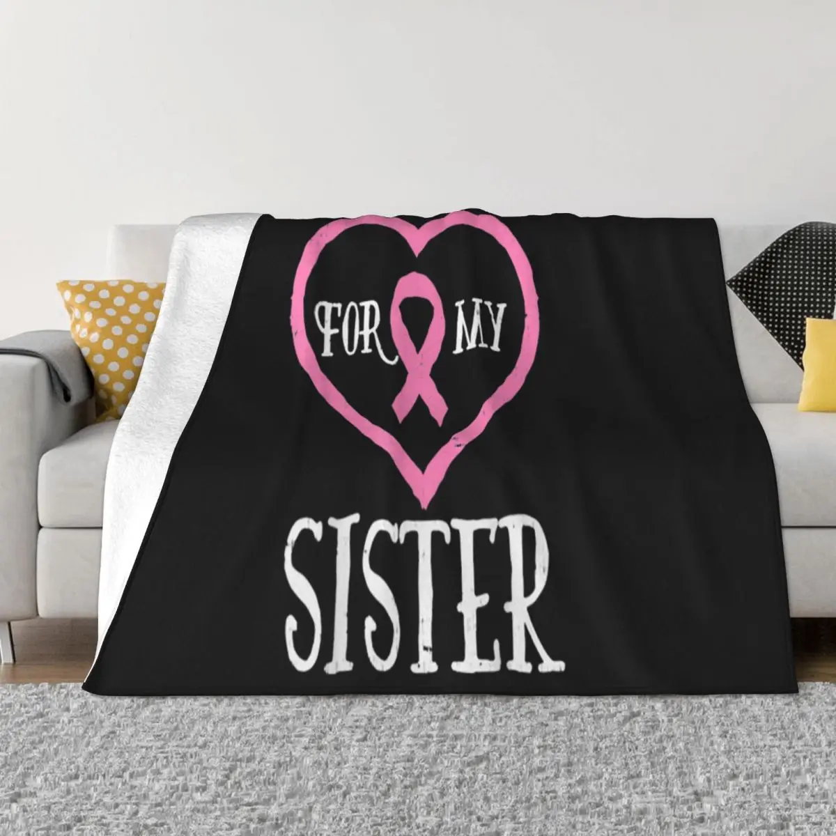 For My Sister Pink Ribbon Breast Cancer Awareness Support Science Steampunk Personalized Throw Blanket