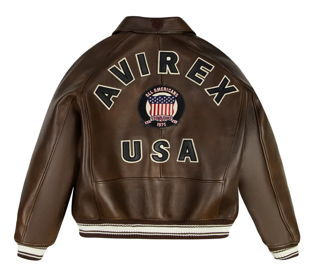 AVIREX 2025 New Arrival Vintage Brown European Vintage Lambskin Jacket Men's Classic Flight Jacket US Size Genuine Leather coat