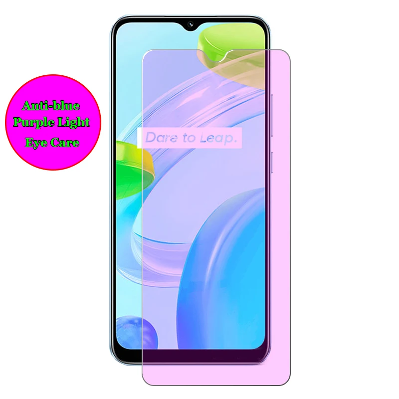 For Realme C53 C55 C30s C30 C33 C31 C35 Anti blue Purple Light Ray Eye Care Tempered Glass 9H 2.5D Premium Screen Protector Film