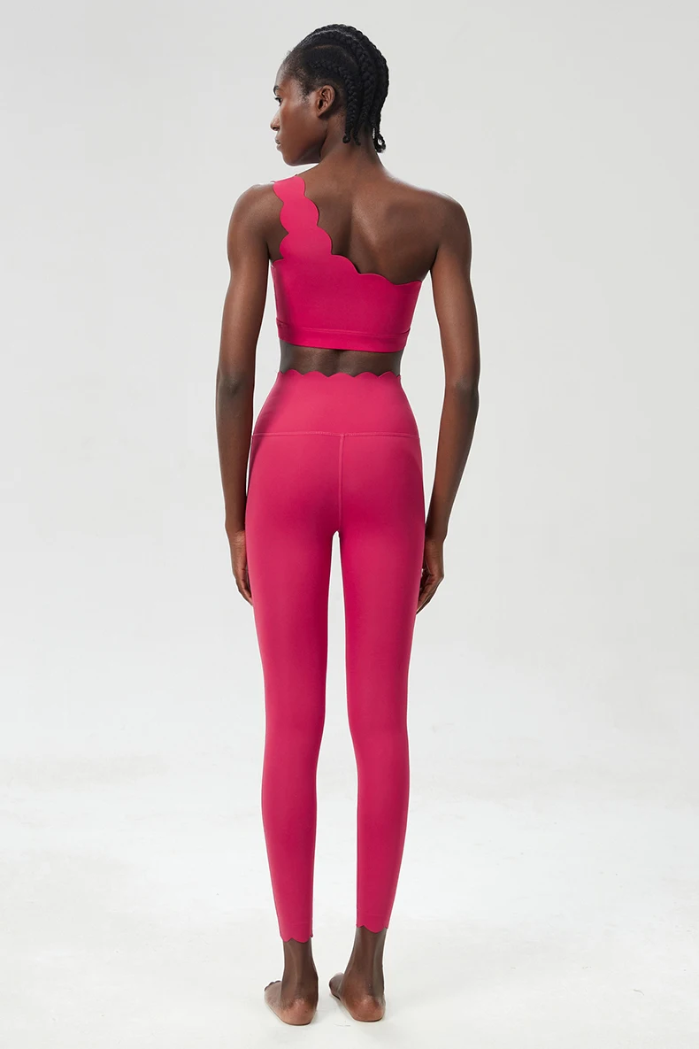 Zweiteiliges Fitness-Yoga-Set für Damen, dehnbar, weich, zum Laufen, Gym-Anzug, atmungsaktiv, schnell trocknend, Sportbekleidung, weiblich, dehnbar, Trainingskleidung – Detail 5