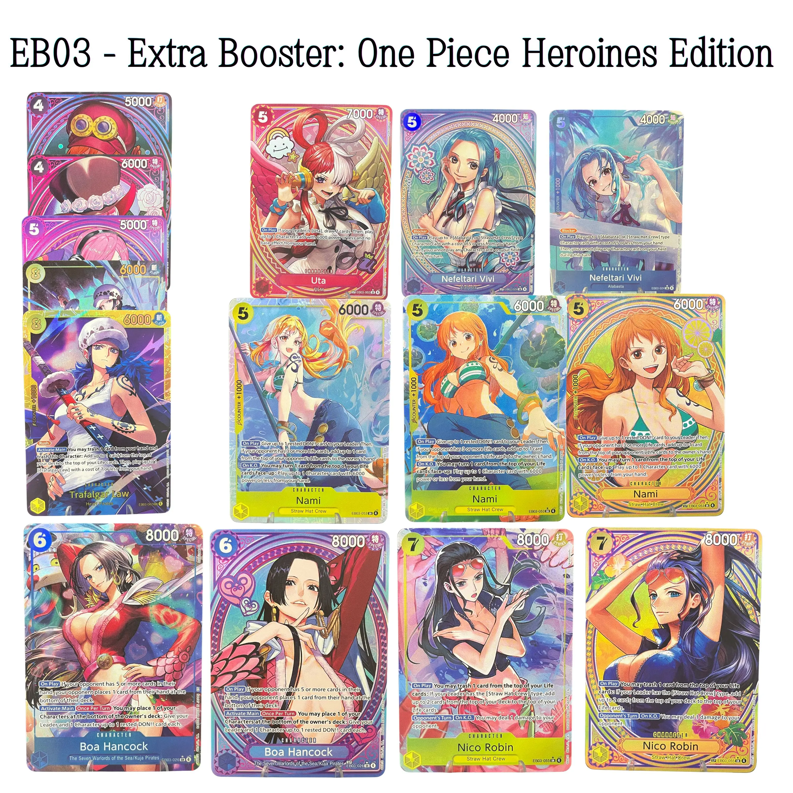 One Piece TCG OPCG English-EB03 Heroines Cards - Nami Robin Hancock Vivi Uta Alt Art Holographic Proxy Full Set