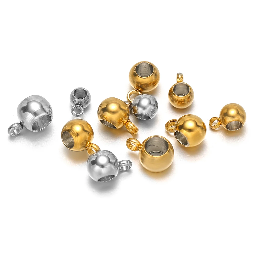 20pcs Stainless Steel Spacer Beads Charms Clasps 4 5 6mm Bail Beads Wholesale for DIY Handmade Jewelry Making Necklace Supplies