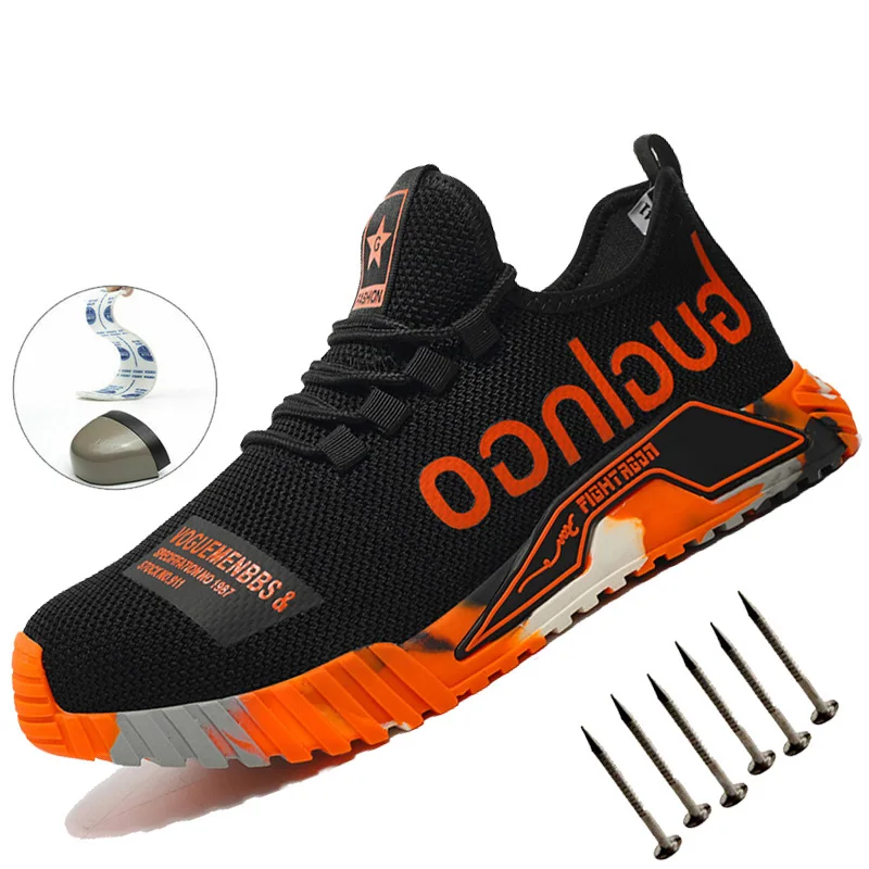 

Indestructible Men Work Safety Shoes Steel Toe Work Sneakers Lightweight Anti-piercing Work Boots Industrial Construction Boots