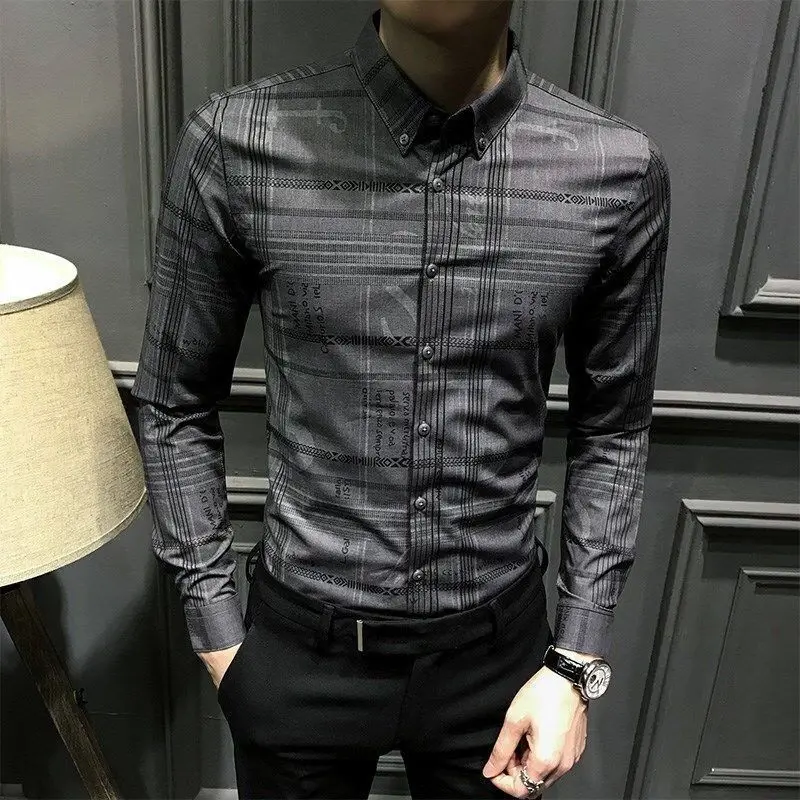 Blusa de manga larga con cuello en pico para Hombre, Tops ajustados de estilo coreano Harajuku, Ropa que combina con todo, moda KPOP de otoño