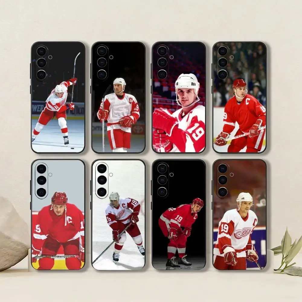 Funda de teléfono deportiva Steve Yzerman-Canada-Centre Forward-Ice Hovkey-Sport, silicona negra suave para Samsung Galaxy A73,A72,A71,A70,A53,A52