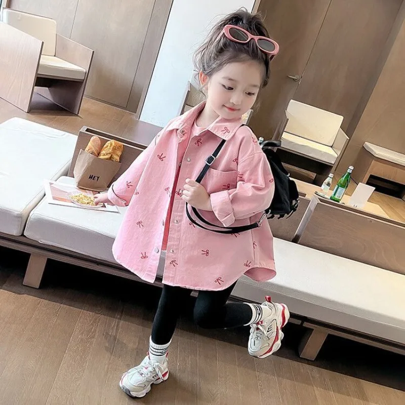 Girls Autumn Jacket Shirt Cardigan Kids Spring Fall Outerwear Children Casual Button Top Clothing New Style