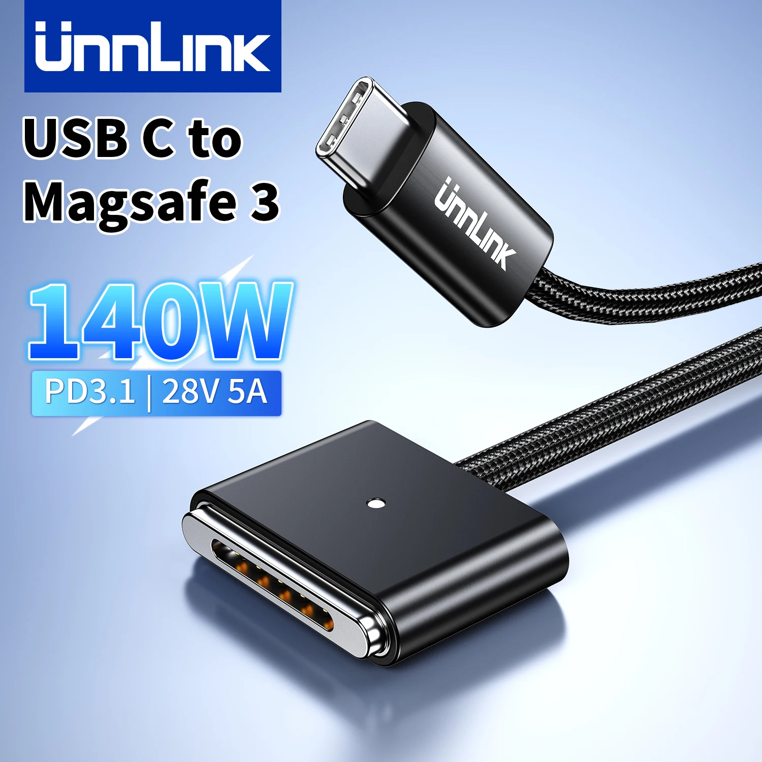 Unnlink 140W USB Type C to Magsafe 3 Magnetic Charger Cord Laptop Charging Cable Converter for MacBook Air/Pro A2442 A2485 A2681